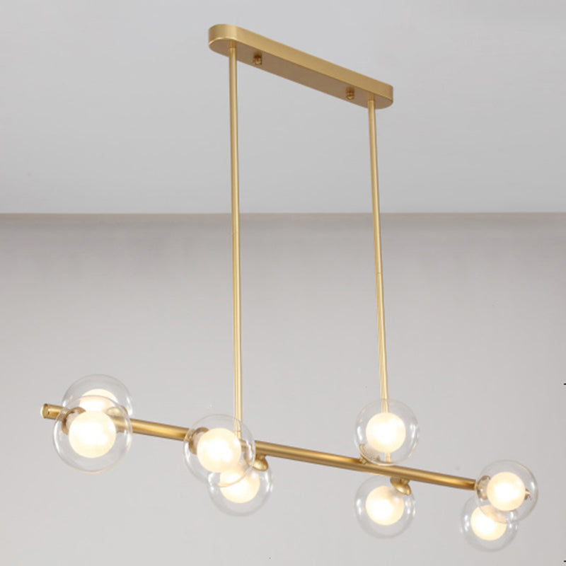 Orb Glass Shade Island Light Fixture Modern Style Metal Hanging Ceiling Lamp for Kitchen Dining Room