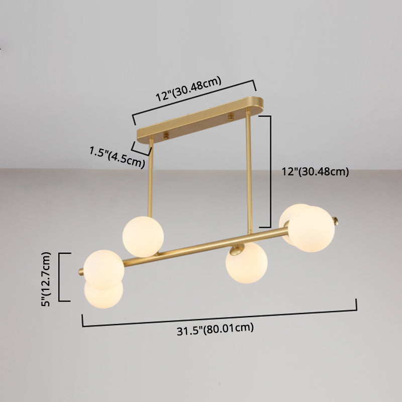 Orb Glass Shade Island Light Fixture Modern Style Metal Hanging Ceiling Lamp for Kitchen Dining Room