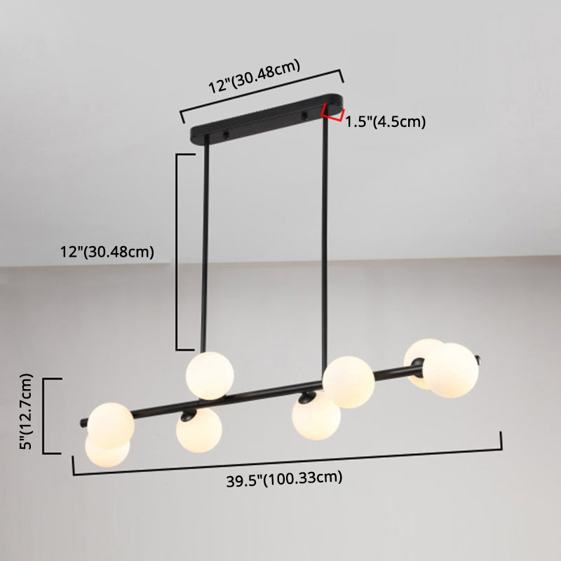 Orb Glass Shade Island Light Fixture Modern Style Metal Hanging Ceiling Lamp for Kitchen Dining Room