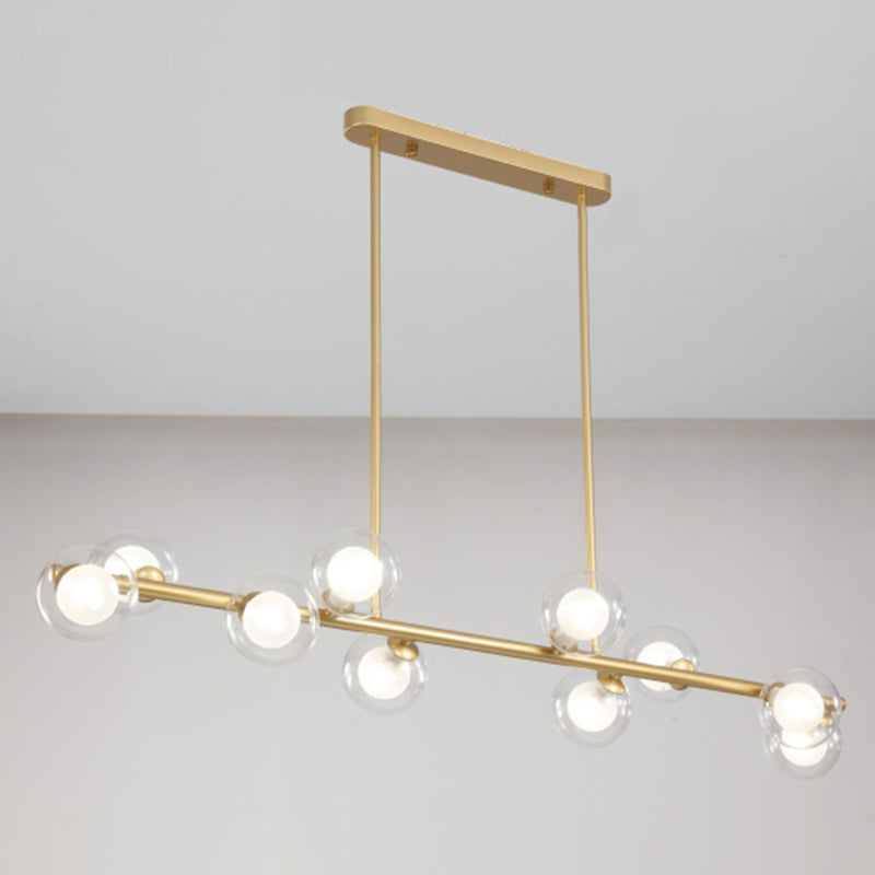 Orb Glass Shade Island Light Fixture Modern Style Metal Hanging Ceiling Lamp for Kitchen Dining Room