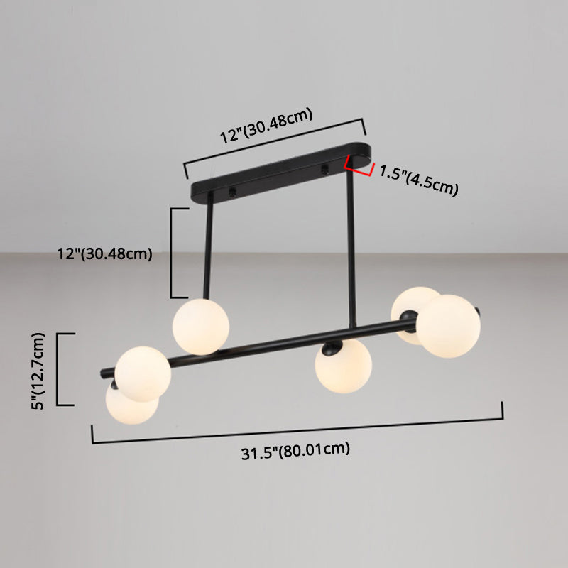 Orb Glass Shade Island Light Fixture Modern Style Metal Hanging Ceiling Lamp for Kitchen Dining Room
