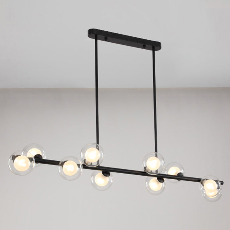 Orb Glass Shade Island Light Fixture Modern Style Metal Hanging Ceiling Lamp for Kitchen Dining Room