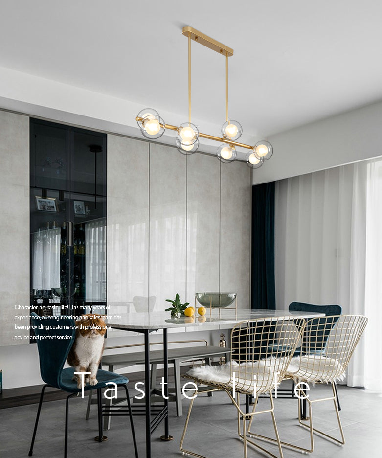 Orb Glass Shade Island Light Fixture Modern Style Metal Hanging Ceiling Lamp for Kitchen Dining Room