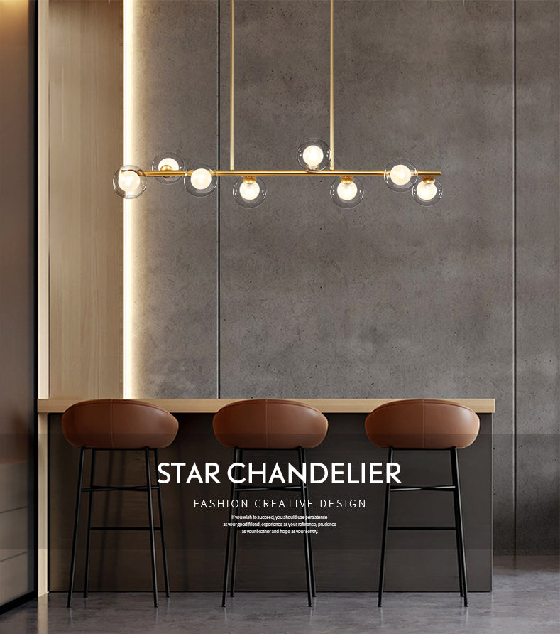 Orb Glass Shade Island Light Fixture Modern Style Metal Hanging Ceiling Lamp for Kitchen Dining Room