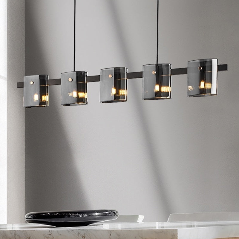 Post Modern Style Tile-shaped Glass Island Light Art Decorative Island Pendant Lamp for Kitchen Bar