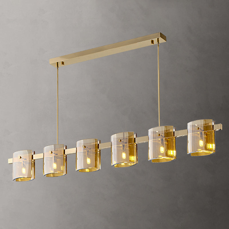 Post Modern Style Tile-shaped Glass Island Light Art Decorative Island Pendant Lamp for Kitchen Bar