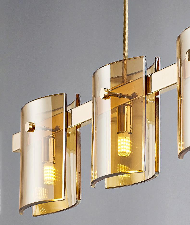 Post Modern Style Tile-shaped Glass Island Light Art Decorative Island Pendant Lamp for Kitchen Bar