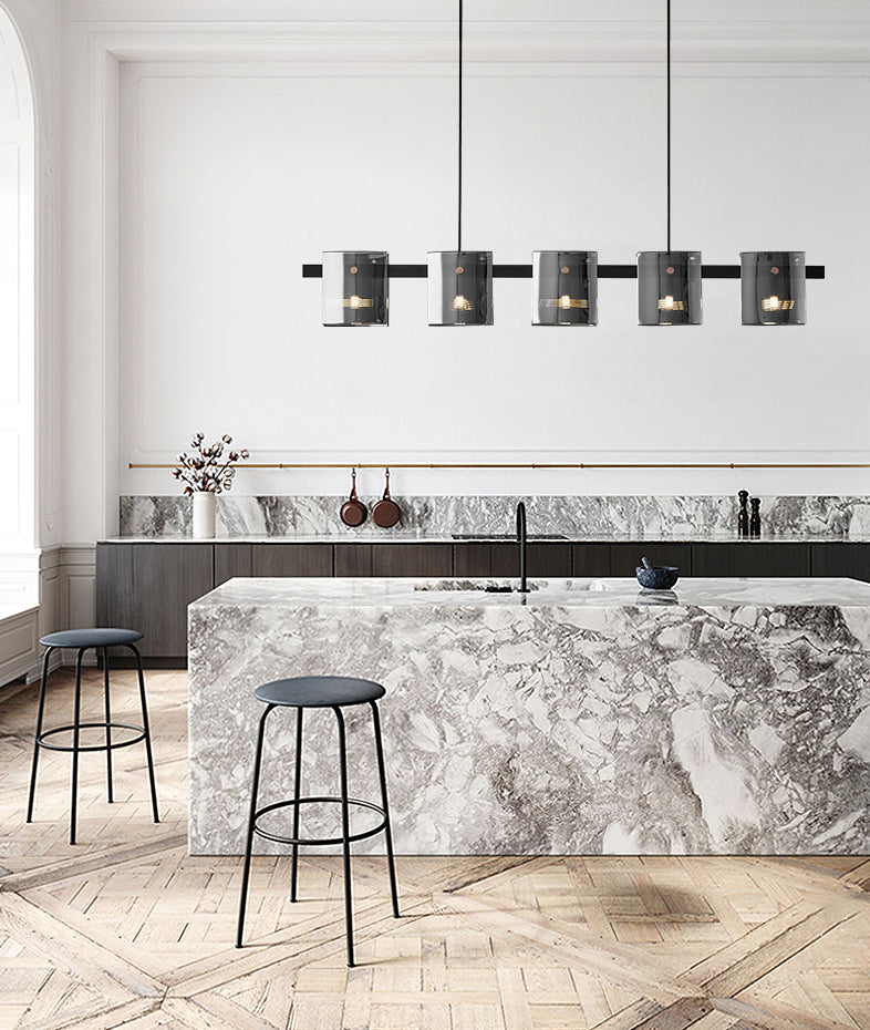 Post Modern Style Tile-shaped Glass Island Light Art Decorative Island Pendant Lamp for Kitchen Bar