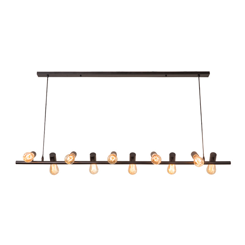 Multi Lights Bare Bulb Island Light Black Industrial Metal Cafe Shop Island Lamp