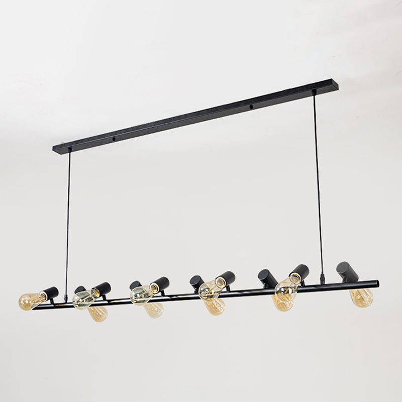 Multi Lights Bare Bulb Island Light Black Industrial Metal Cafe Shop Island Lamp