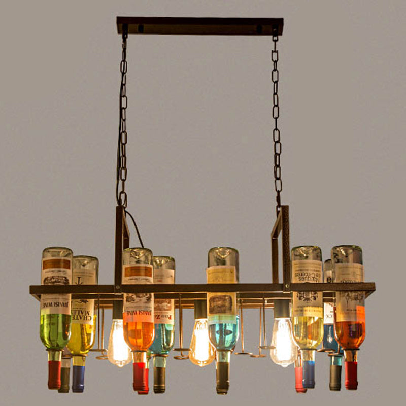 Rechthoekige wijnfles Cluster Island Light Multiclored Glass Art Decoratief eilandplafondlicht voor bistro bar