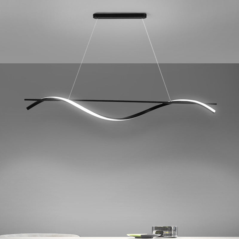 Pendante de l'île Wave Simplicité Style Métal LED Éclairage pendentif noir