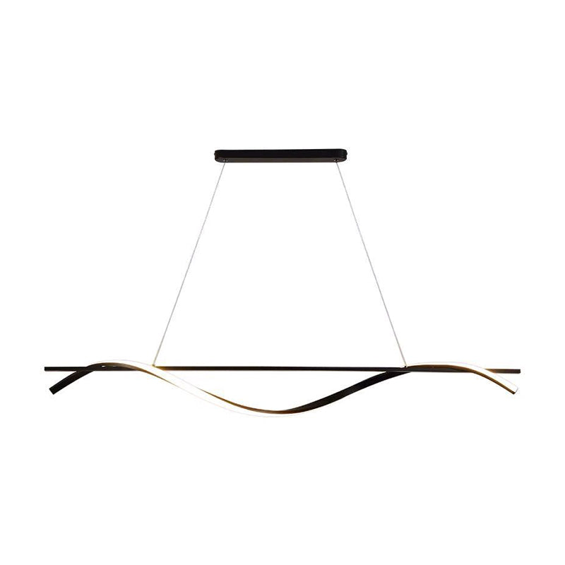 Pendante de l'île Wave Simplicité Style Métal LED Éclairage pendentif noir