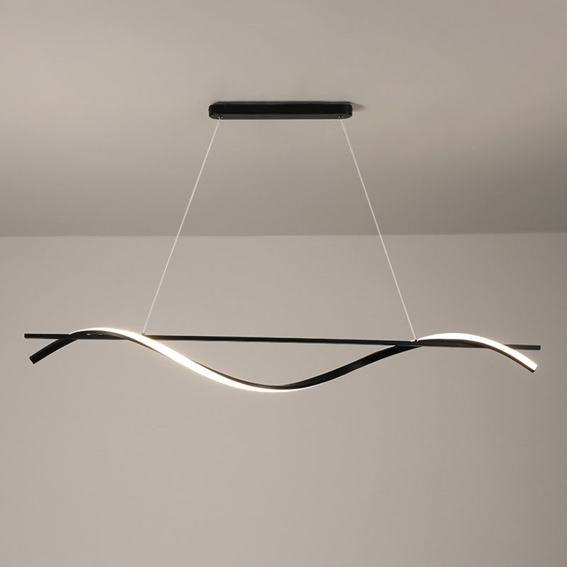 Pendante de l'île Wave Simplicité Style Métal LED Éclairage pendentif noir