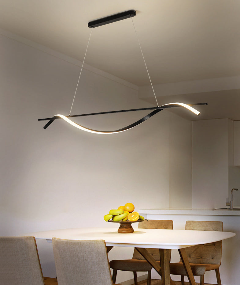 Pendante de l'île Wave Simplicité Style Métal LED Éclairage pendentif noir