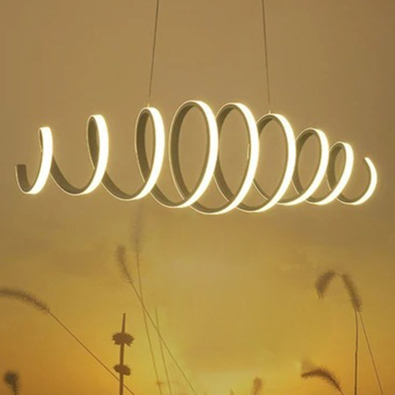 Twisting Hanging Light Fixture Modern Style Acrylic Dinning Room LED Pendant Light Fixture in White
