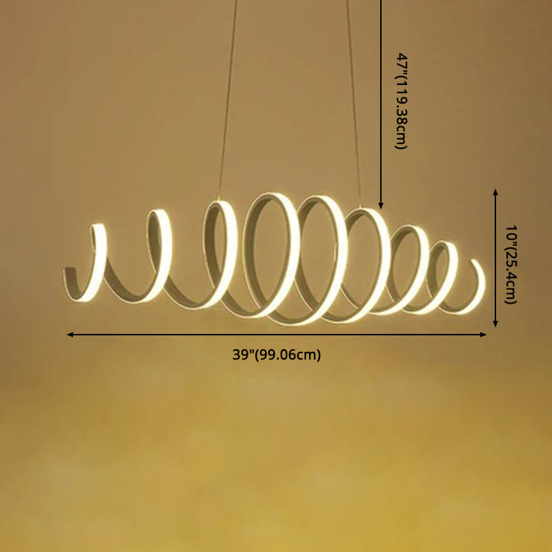 Twisting Hanging Light Fixture Modern Style Acrylic Dinning Room LED Pendant Light Fixture in White