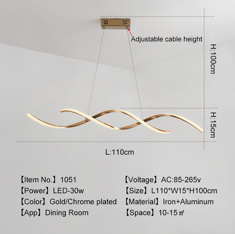 Lumo a pendente a sospensione a sospensione a spirale Light Minimalist LED PENDANT PROVA per sala da pranzo