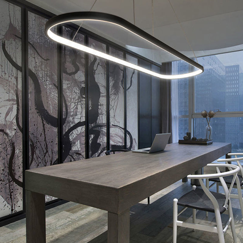 Ellipse Living Room Pendant Light Fixture Metal LED Minimalist Hanging Light Kit