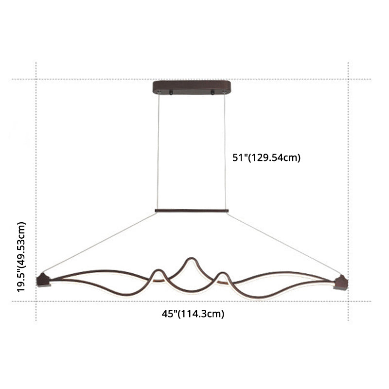 Coffee Twisting Hanging Light Fixture Contemporary LED Acrylic Ceiling Pendant Light