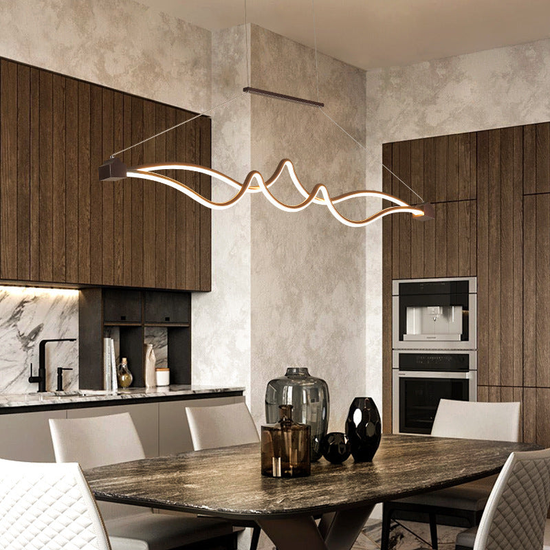 Coffee Twisting Hanging Light Fixture Contemporary LED Acrylic Ceiling Pendant Light