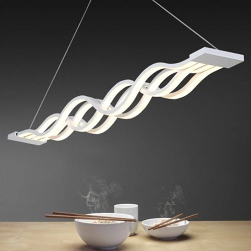Contemporary Style Waves Ceiling Pendant Light Acrylic Dinning Room LED Hanging Light in White