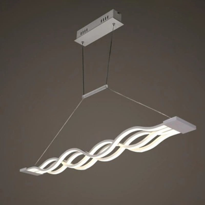 Contemporary Style Waves Ceiling Pendant Light Acrylic Dinning Room LED Hanging Light in White