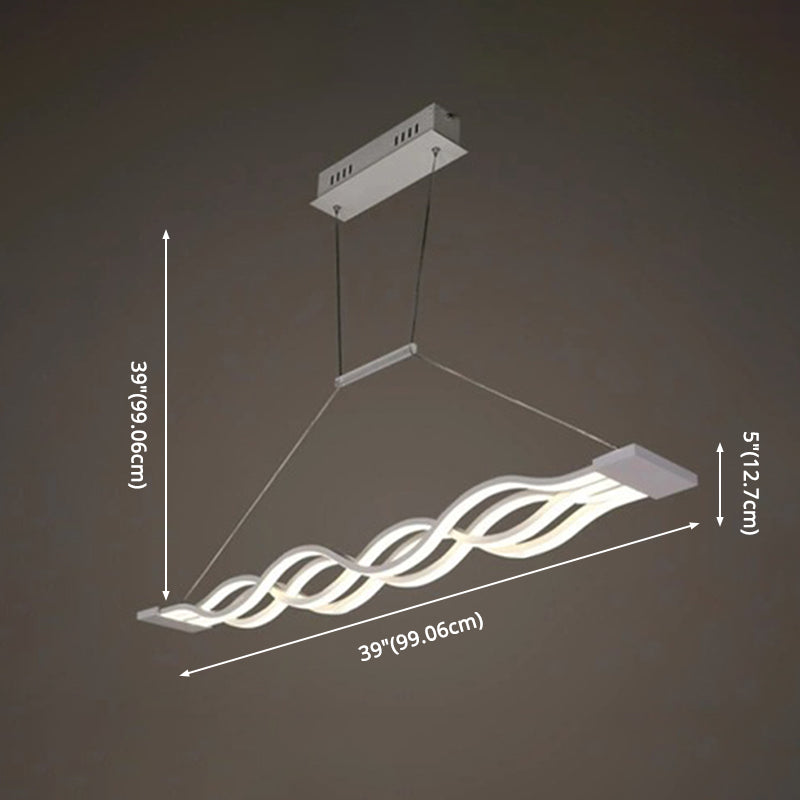 Contemporary Style Waves Ceiling Pendant Light Acrylic Dinning Room LED Hanging Light in White