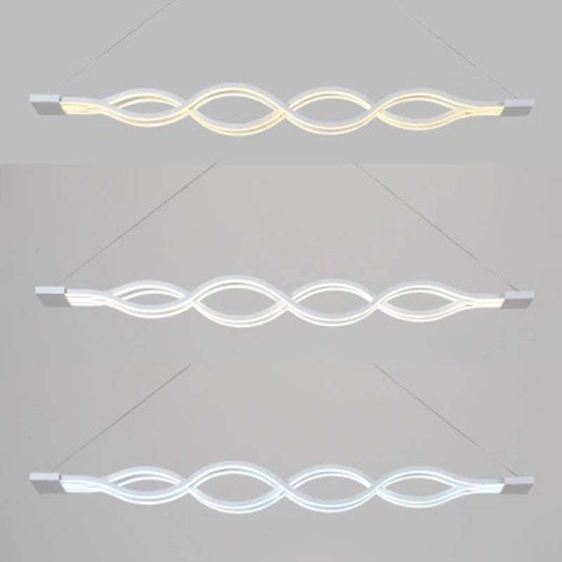 Contemporary Style Waves Ceiling Pendant Light Acrylic Dinning Room LED Hanging Light in White