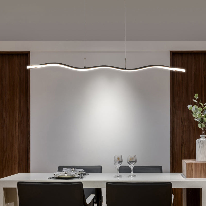 Curved Island Ceiling Light Minimalist Style LED Metal Pendant Lighting Fixture for Dinning Room