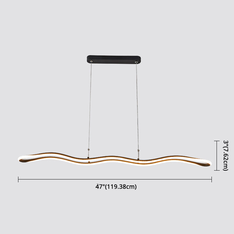 Curved Island Ceiling Light Minimalist Style LED Metal Pendant Lighting Fixture for Dinning Room