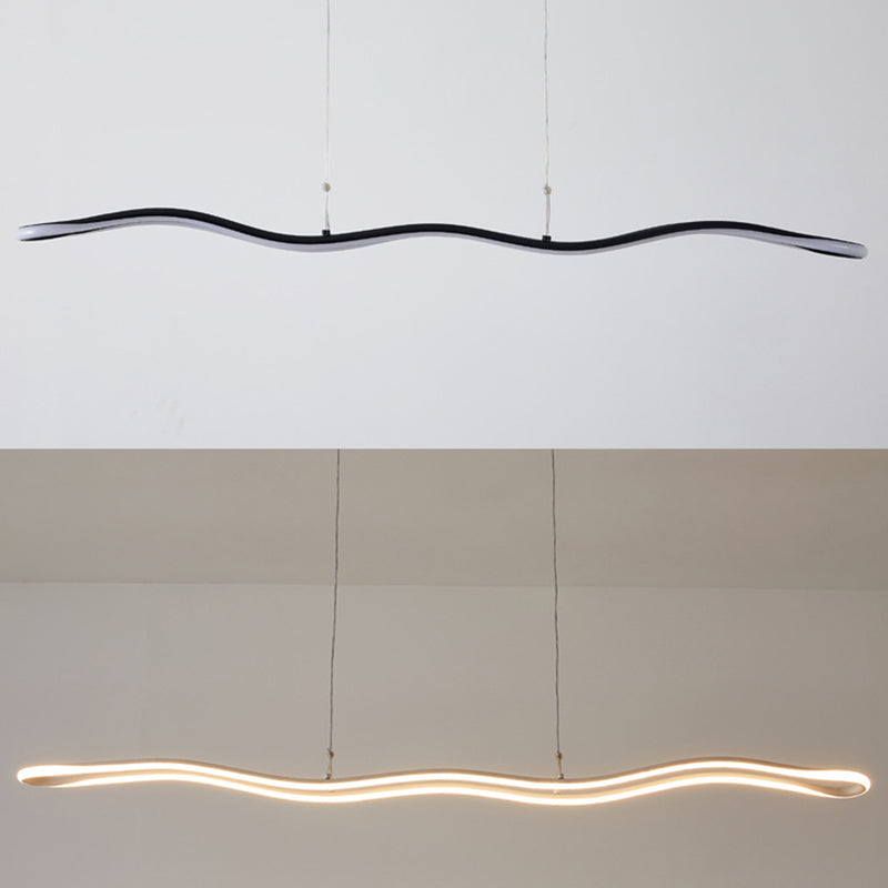 Curved Island Ceiling Light Minimalist Style LED Metal Pendant Lighting Fixture for Dinning Room