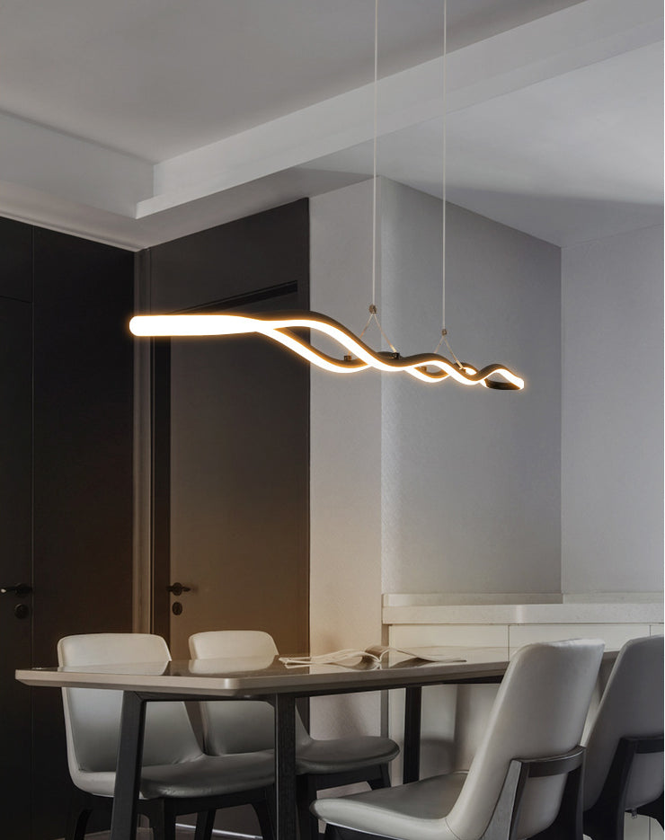 Curved Island Ceiling Light Minimalist Style LED Metal Pendant Lighting Fixture for Dinning Room