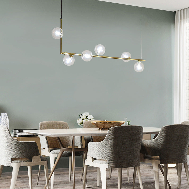 Globe Dinning Room Island Pendant Light Glass Minimalist Island Lighting Fixture