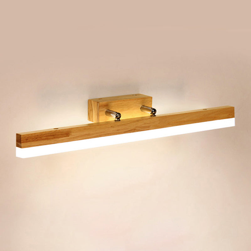 Nordic Minimalist Style Rectangular Vanity Lamp Solid Wood Single Vanity Light