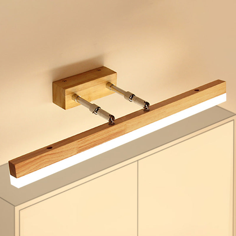 Nordic Minimalist Style Rectangular Vanity Lamp Solid Wood Single Vanity Light