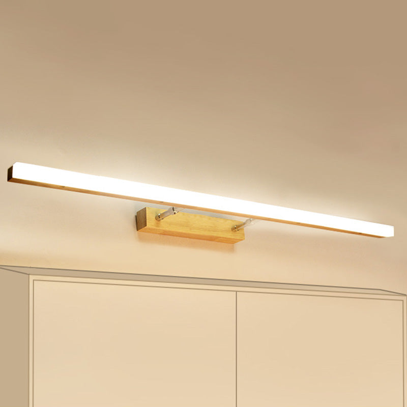 Nordic Minimalist Style Rectangular Vanity Lamp Solid Wood Single Vanity Light