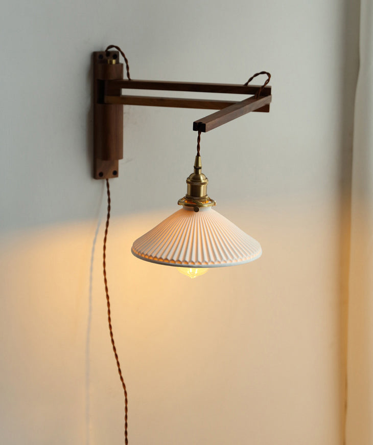 Japanese-Style Retro Style Armed Vanity Light Wood Single Vanity Light