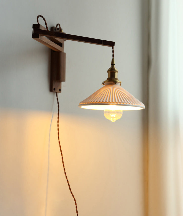 Japanese-Style Retro Style Armed Vanity Light Wood Single Vanity Light