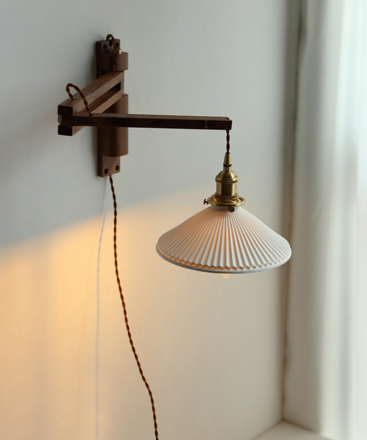 Japanese-Style Retro Style Armed Vanity Light Wood Single Vanity Light