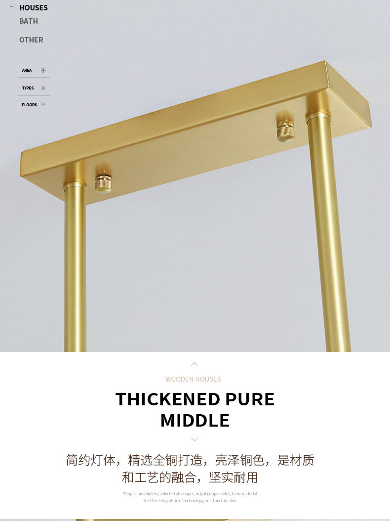 Cylinder Glass Island Chandelier Light Minimalist Gold Ceiling Pendant Light for Dinning Room