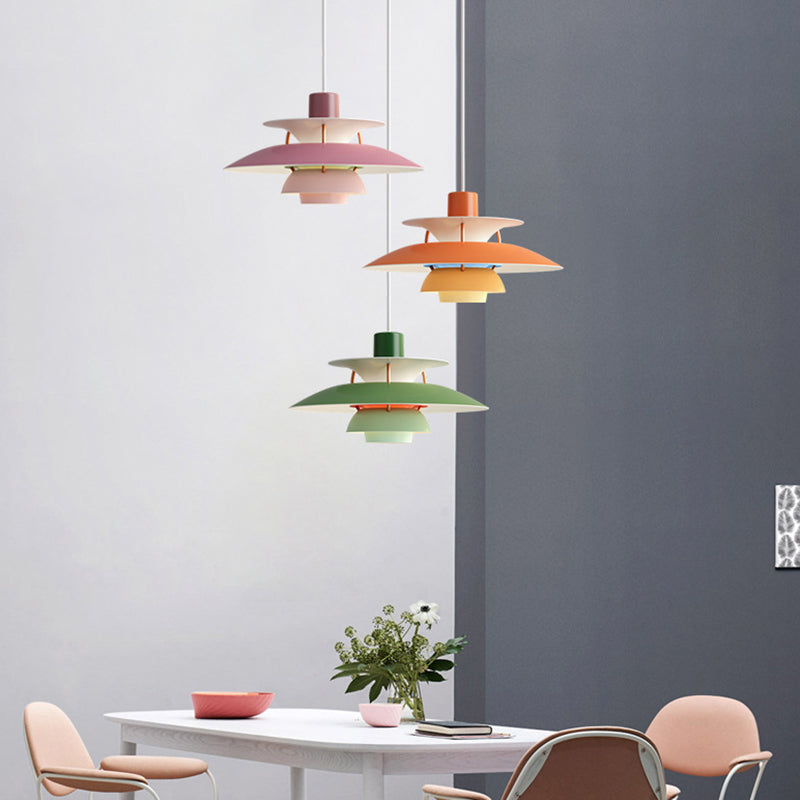 1 Light Tier Pendant Designer Nordic Style Aluminum Ceiling Pendant Light with Hanging Cord for Bedroom