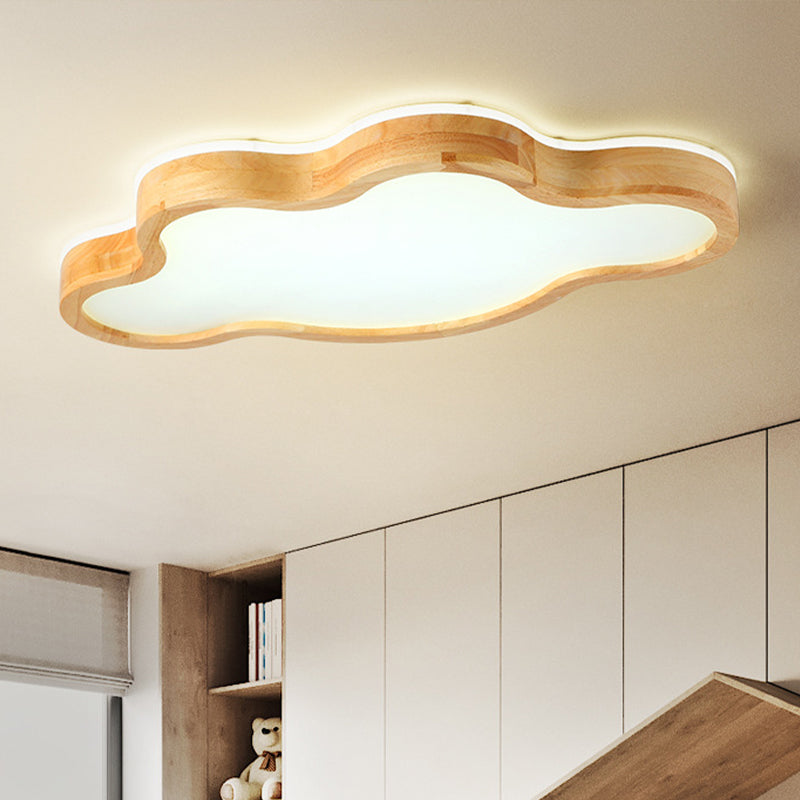 Modern wolkenplafond inbouwhout 19,5"/25" W LED slaapkamer beige verzonken plafondlamp, warm/wit/3 kleuren licht