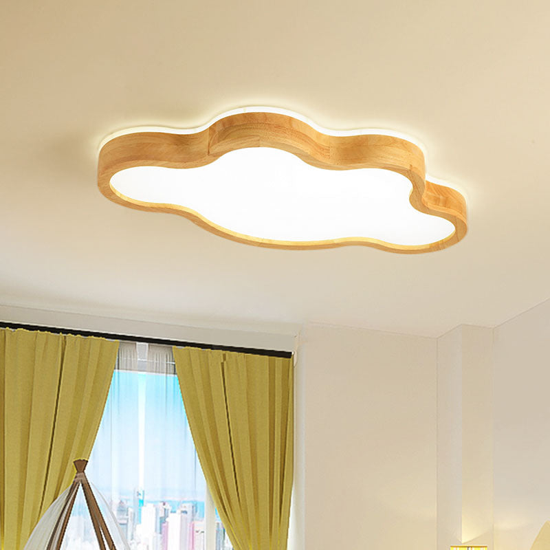 Modern wolkenplafond inbouwhout 19,5"/25" W LED slaapkamer beige verzonken plafondlamp, warm/wit/3 kleuren licht