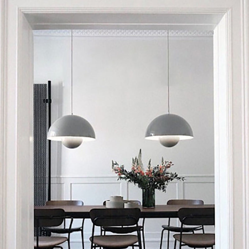 1 Light Semicircle Hanging Light Fixture Nordic Style Aluminum Ceiling Light with Hanging Cord for Restaurant