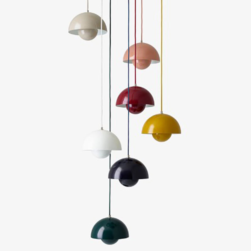 1 Light Semicircle Hanging Light Fixture Nordic Style Aluminum Ceiling Light with Hanging Cord for Restaurant