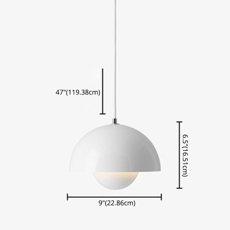 1 Light Semicircle Hanging Light Fixture Nordic Style Aluminum Ceiling Light with Hanging Cord for Restaurant
