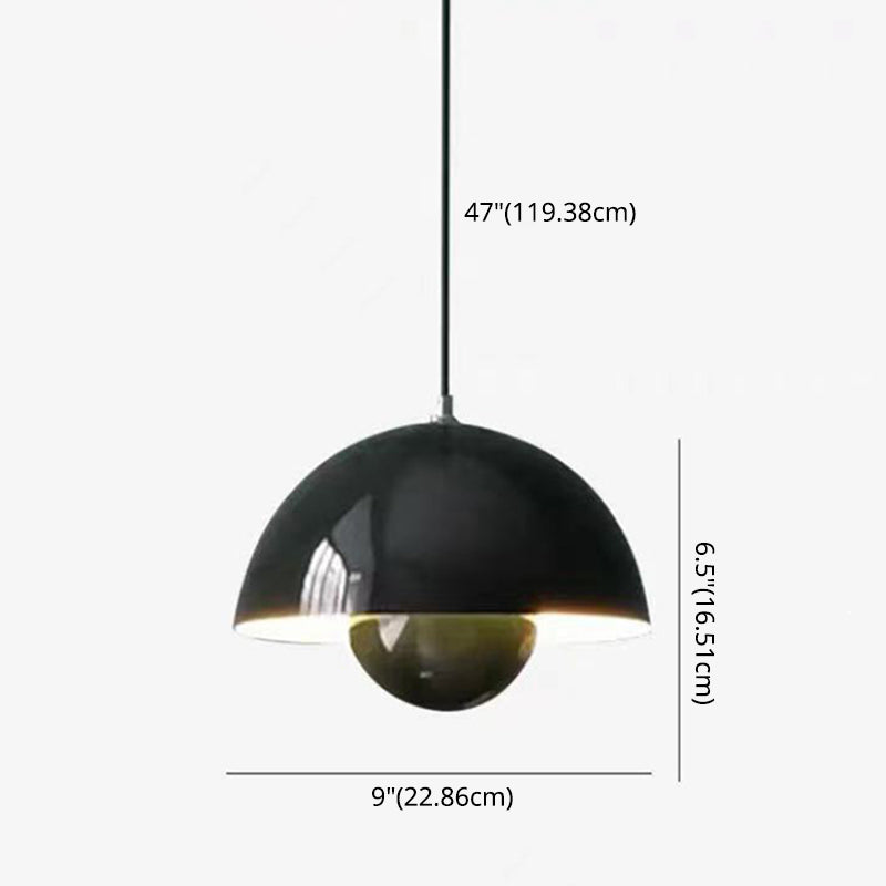 1 Light Semicircle Hanging Light Fixture Nordic Style Aluminum Ceiling Light with Hanging Cord for Restaurant