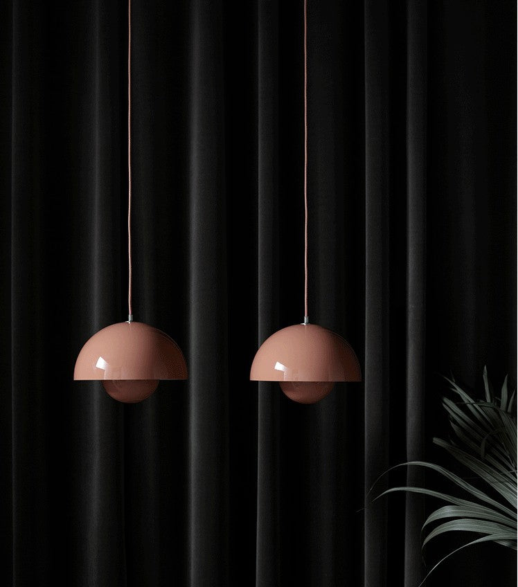 1 Light Semicircle Hanging Light Fixture Nordic Style Aluminum Ceiling Light with Hanging Cord for Restaurant