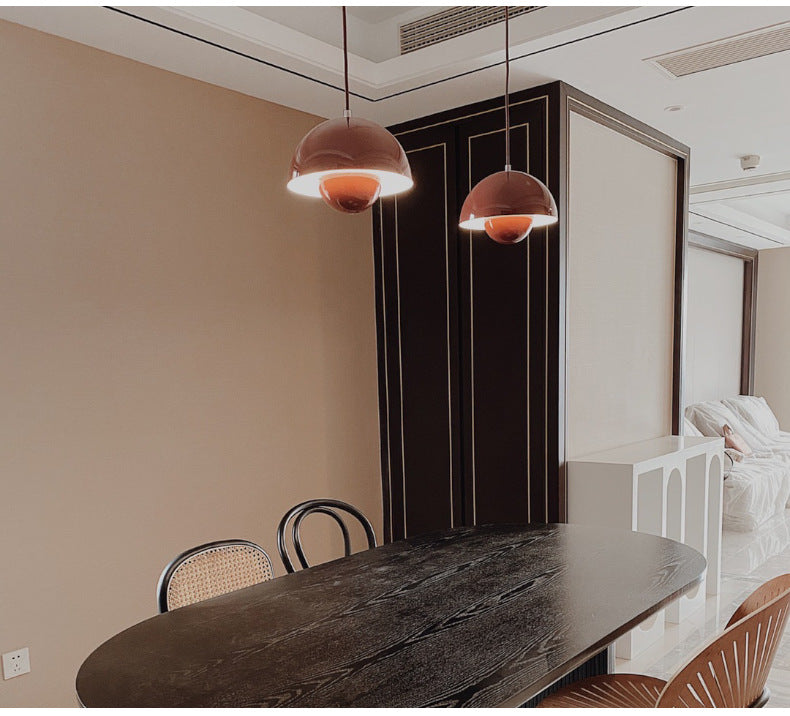 1 Light Semicircle Hanging Light Fixture Nordic Style Aluminum Ceiling Light with Hanging Cord for Restaurant